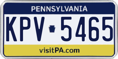 PA license plate KPV5465