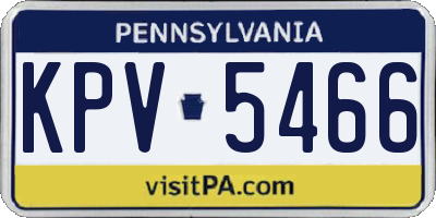 PA license plate KPV5466
