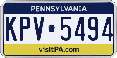 PA license plate KPV5494