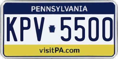 PA license plate KPV5500