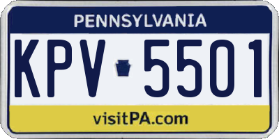 PA license plate KPV5501