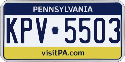 PA license plate KPV5503