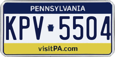 PA license plate KPV5504