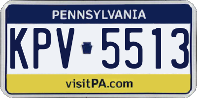 PA license plate KPV5513