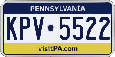 PA license plate KPV5522