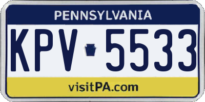 PA license plate KPV5533