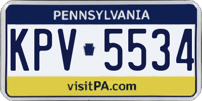 PA license plate KPV5534