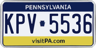 PA license plate KPV5536