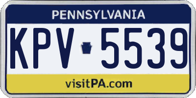 PA license plate KPV5539