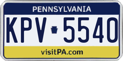 PA license plate KPV5540