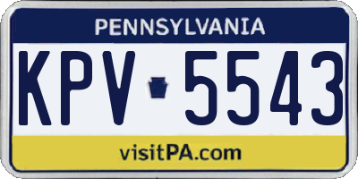 PA license plate KPV5543