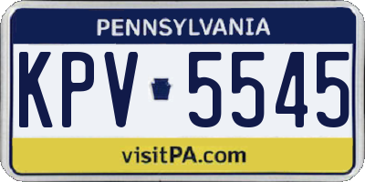 PA license plate KPV5545