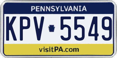 PA license plate KPV5549