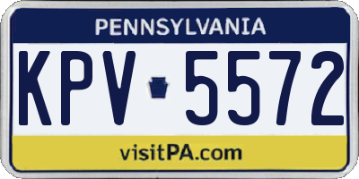 PA license plate KPV5572