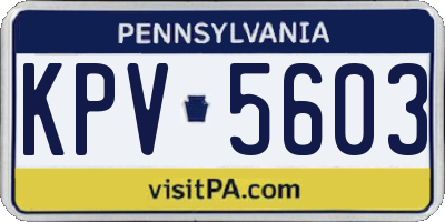 PA license plate KPV5603