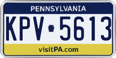 PA license plate KPV5613