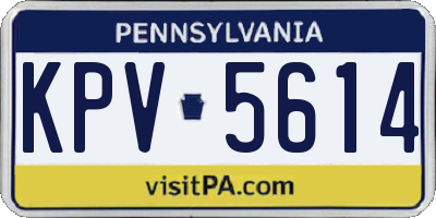 PA license plate KPV5614