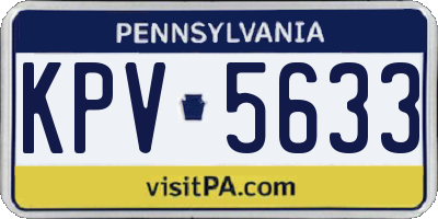 PA license plate KPV5633