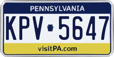 PA license plate KPV5647