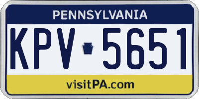 PA license plate KPV5651