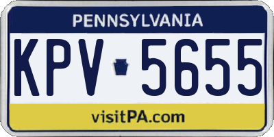 PA license plate KPV5655