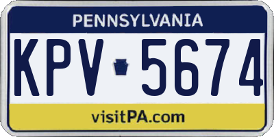PA license plate KPV5674
