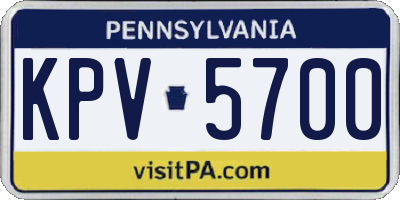 PA license plate KPV5700