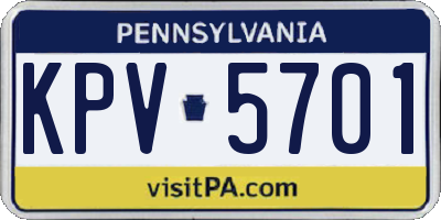 PA license plate KPV5701