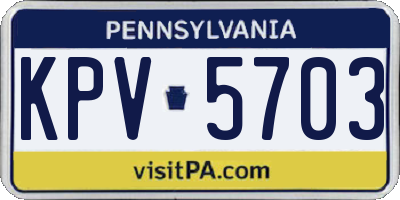 PA license plate KPV5703