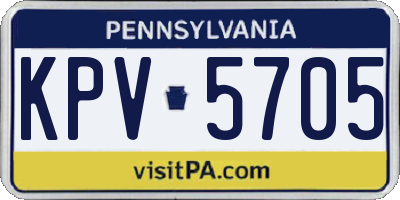 PA license plate KPV5705