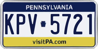 PA license plate KPV5721