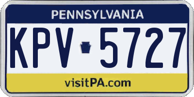 PA license plate KPV5727