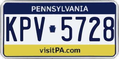 PA license plate KPV5728