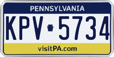 PA license plate KPV5734