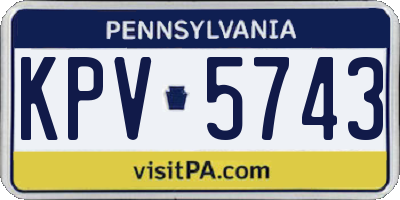 PA license plate KPV5743