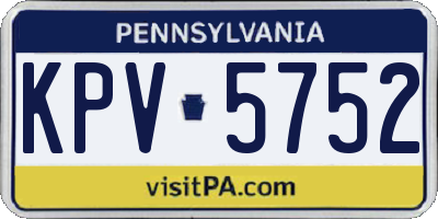 PA license plate KPV5752