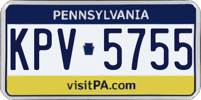 PA license plate KPV5755