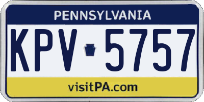 PA license plate KPV5757