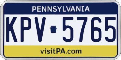 PA license plate KPV5765