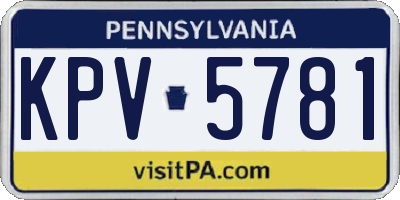 PA license plate KPV5781