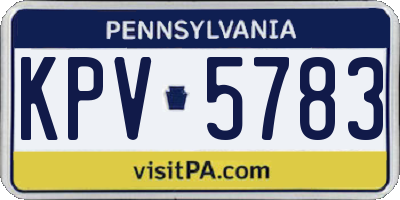 PA license plate KPV5783