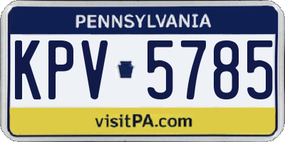PA license plate KPV5785