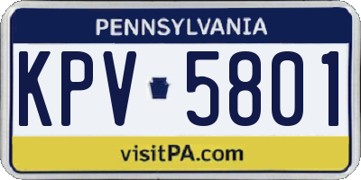 PA license plate KPV5801