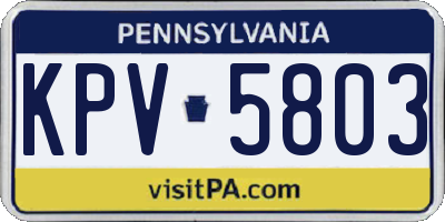 PA license plate KPV5803