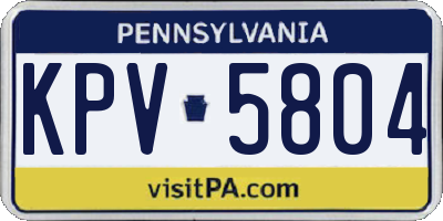 PA license plate KPV5804