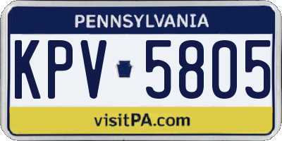 PA license plate KPV5805