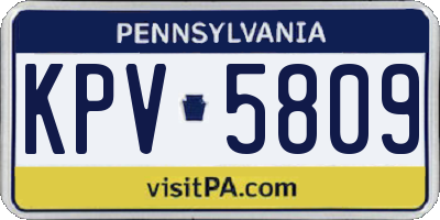 PA license plate KPV5809