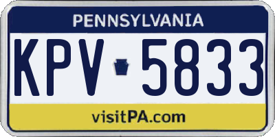 PA license plate KPV5833