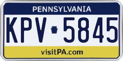 PA license plate KPV5845
