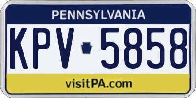 PA license plate KPV5858
